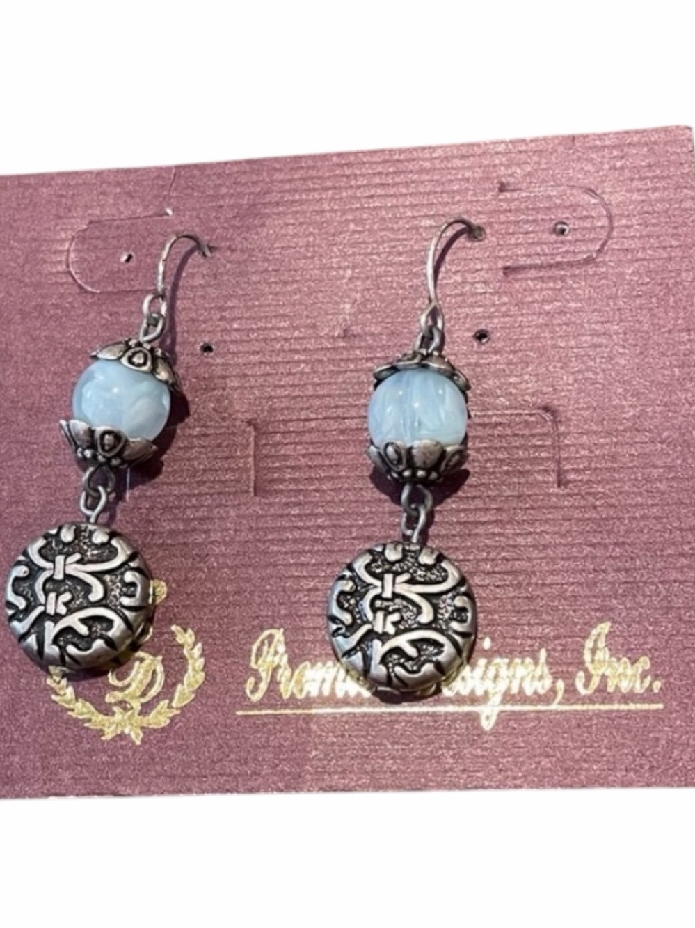 New Premier Designs Silver-Tone with Light Blue Bead Earrings
